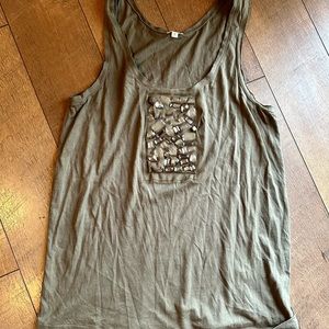 J.Crew Green Tank Top with Rhinestones Women’s Small (2/$15 deal)
